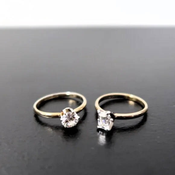 Two 14K Gold Filled Ring with White Stone - Picture 2 of 11